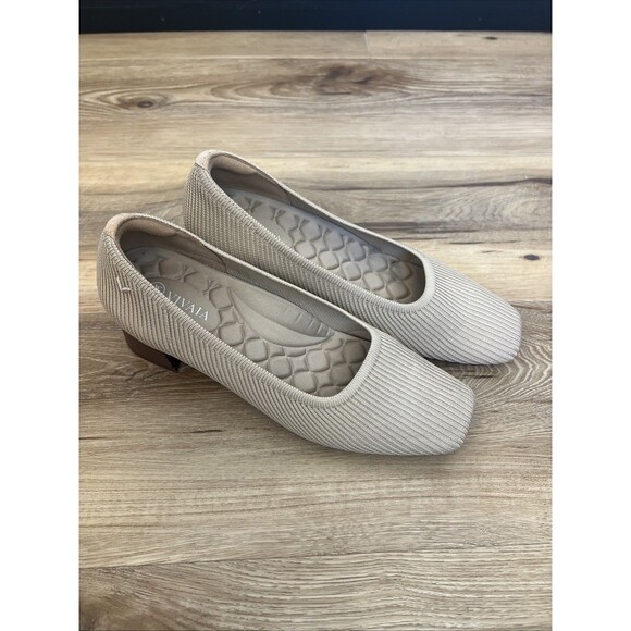 VIVAIA Melody Square Toe Knit Ballet Flats Beige/Cream Ribbed - EU 39/US 8 - 8.5 - Picture 7 of 7